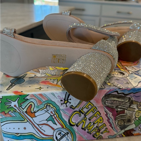 JEFFEREY CAMPBELL Womens Beige Rhinestone Laura Leather Heeled Sandal - Picture 11 of 11